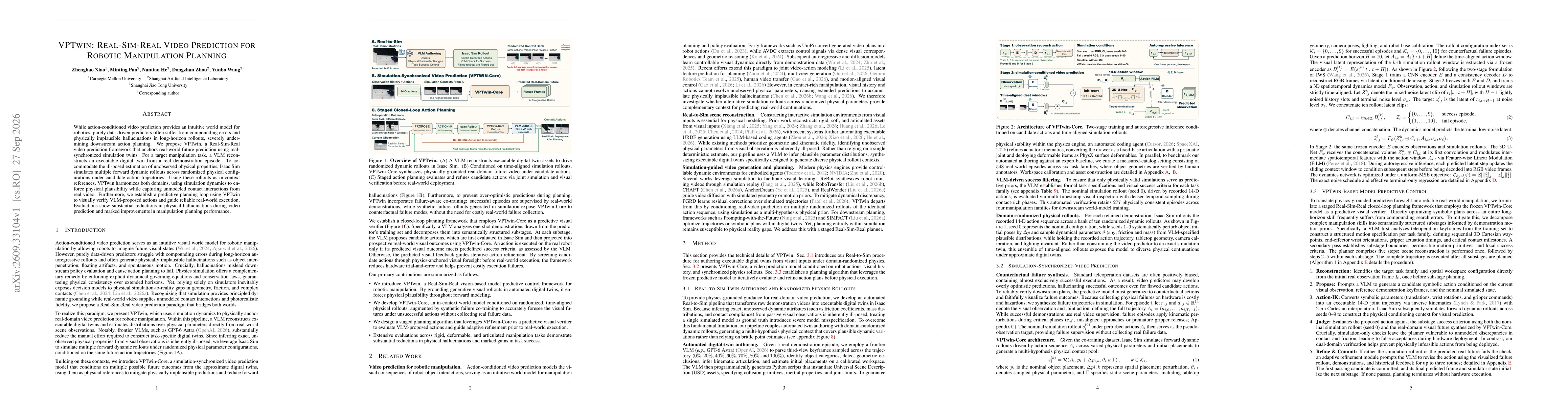 Thumbnail for VPTwin: Real-Sim-Real Video Prediction for Robotic Manipulation Planning