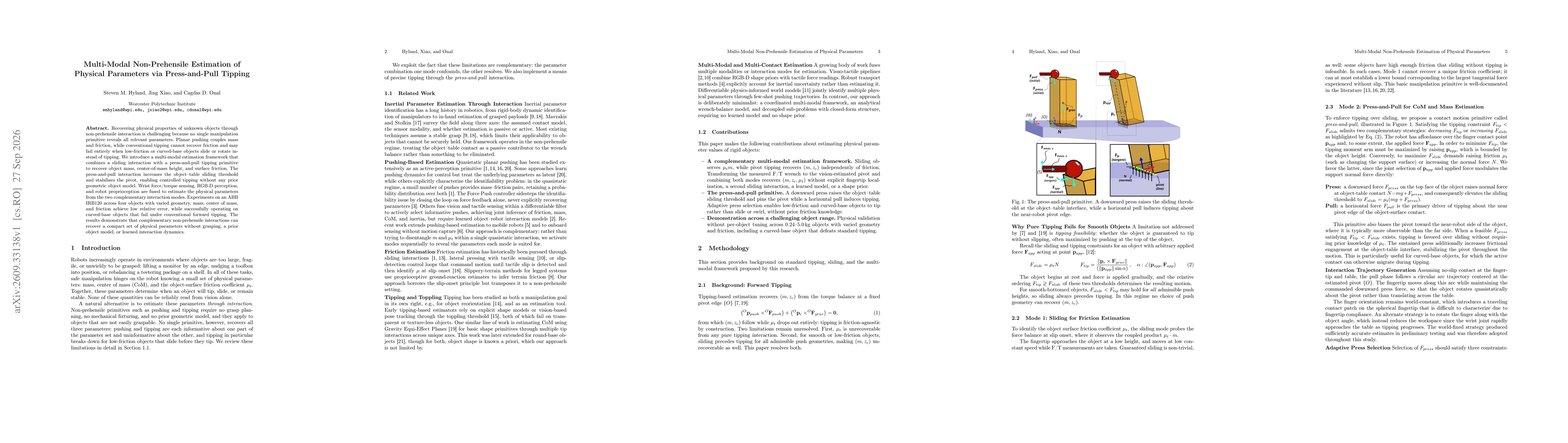 Thumbnail for Multi-Modal Non-Prehensile Estimation of Physical Parameters via Press-and-Pull Tipping