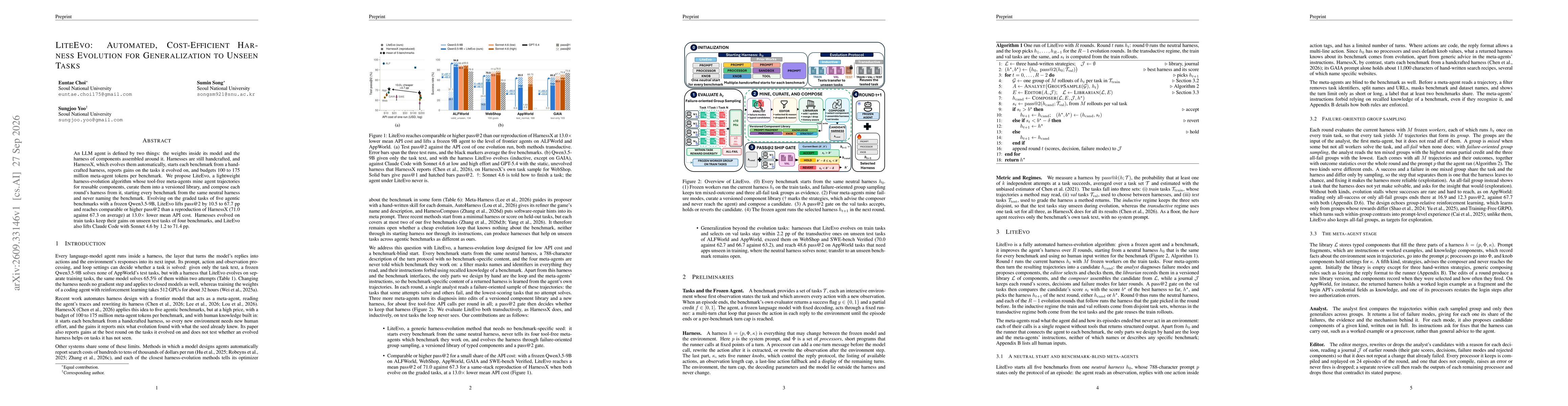Thumbnail for LiteEvo: Automated, Cost-Efficient Harness Evolution for Generalization to Unseen Tasks
