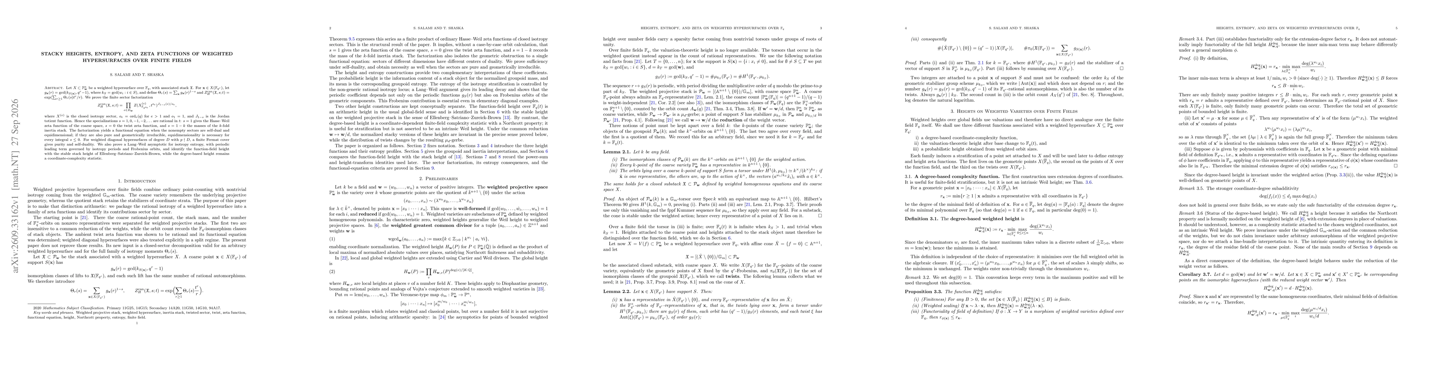 Thumbnail for Stacky Heights, Entropy, and Zeta Functions of Weighted Hypersurfaces over Finite Fields