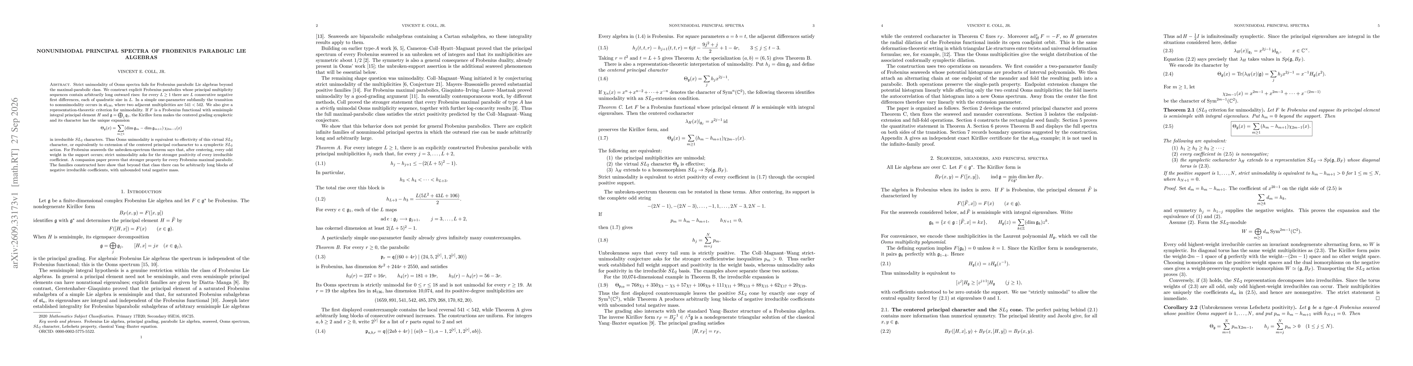 Thumbnail for Nonunimodal principal spectra of Frobenius parabolic Lie algebras
