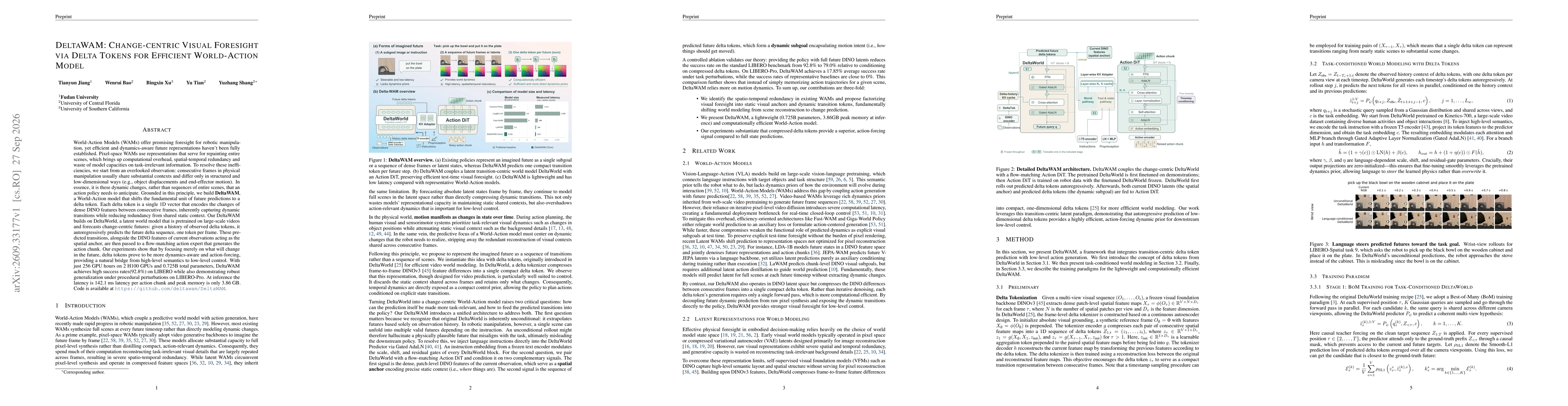 Thumbnail for DeltaWAM: Change-Centric Visual Foresight via Delta Tokens for an Efficient World-Action Model