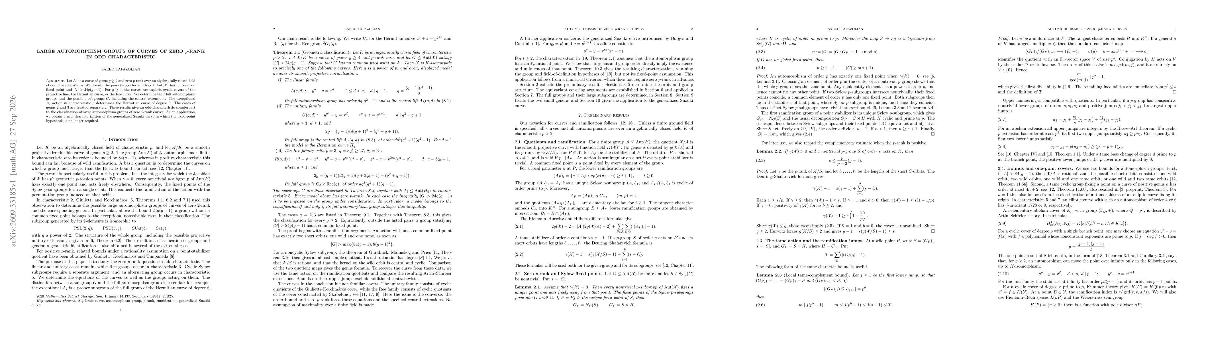 Thumbnail for Large automorphism groups of curves of zero $p$-rank in odd characteristic