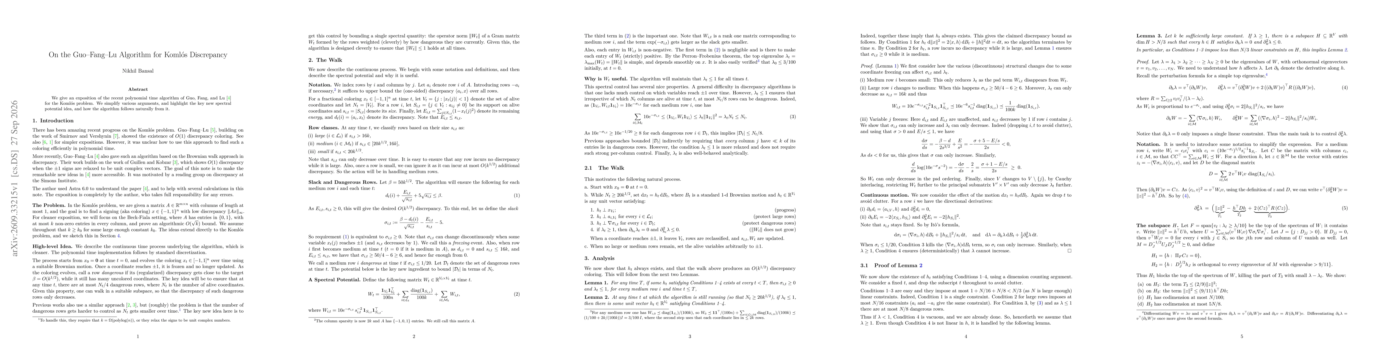 Thumbnail for On the Guo-Fang-Lu Algorithm for Komlos Discrepancy