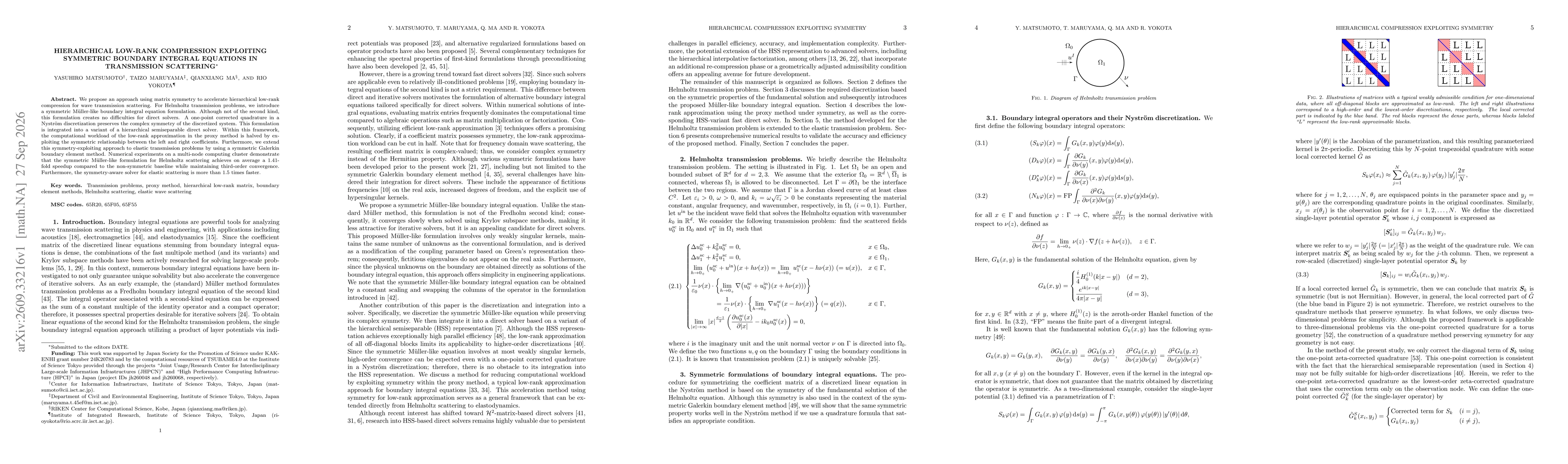 Thumbnail for Hierarchical low-rank compression exploiting symmetric boundary integral equations in transmission scattering