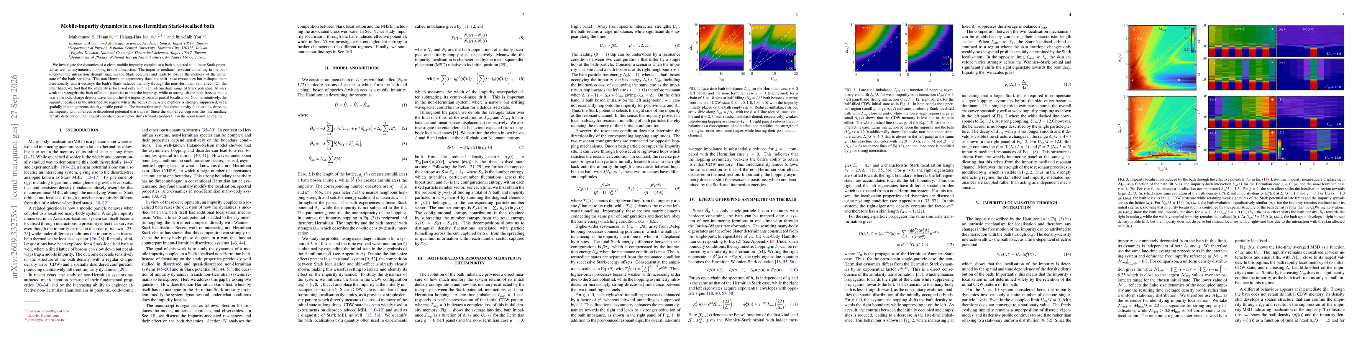 Thumbnail for Mobile-impurity dynamics in a non-Hermitian Stark-localised bath