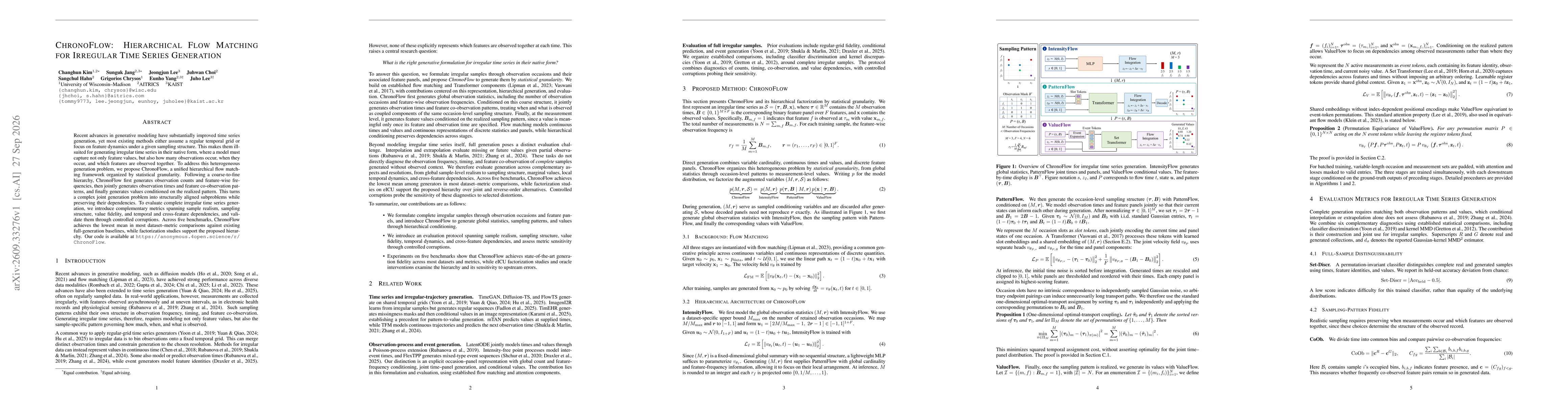 Thumbnail for ChronoFlow: Hierarchical Flow Matching for Irregular Time Series Generation
