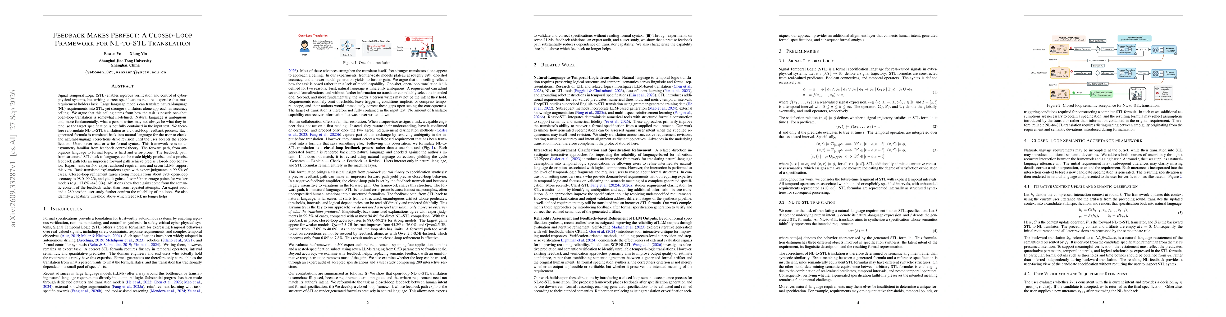 Thumbnail for Feedback Makes Perfect: A Closed-Loop Framework for NL-to-STL Translation