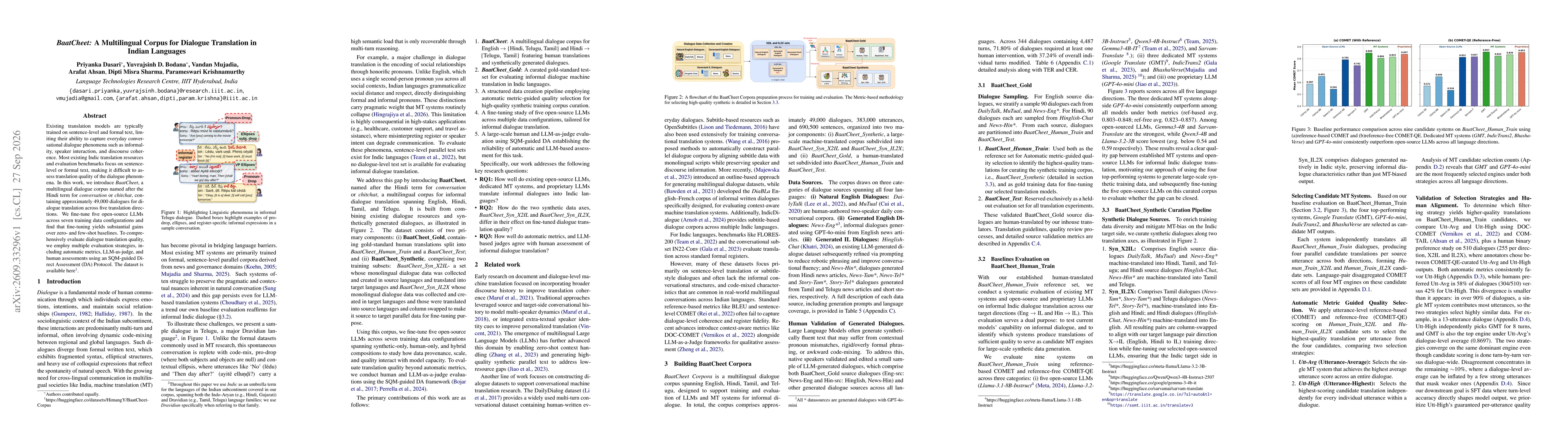 Thumbnail for BaatCheet: A Multilingual Corpus for Dialogue Translation in Indian Languages