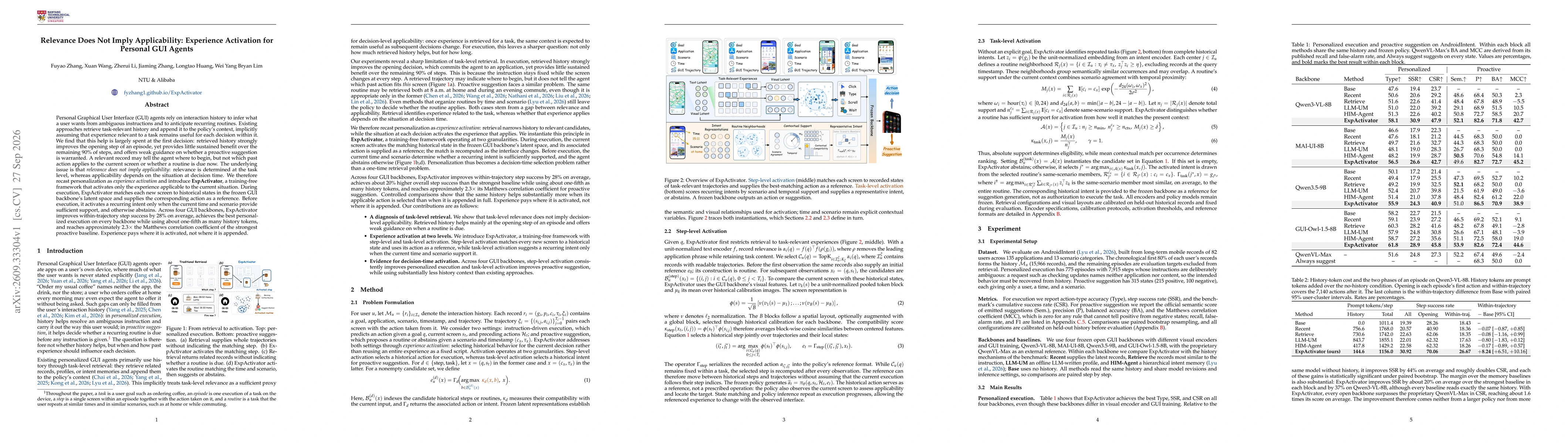 Thumbnail for Relevance Does Not Imply Applicability: Experience Activation for Personal GUI Agents