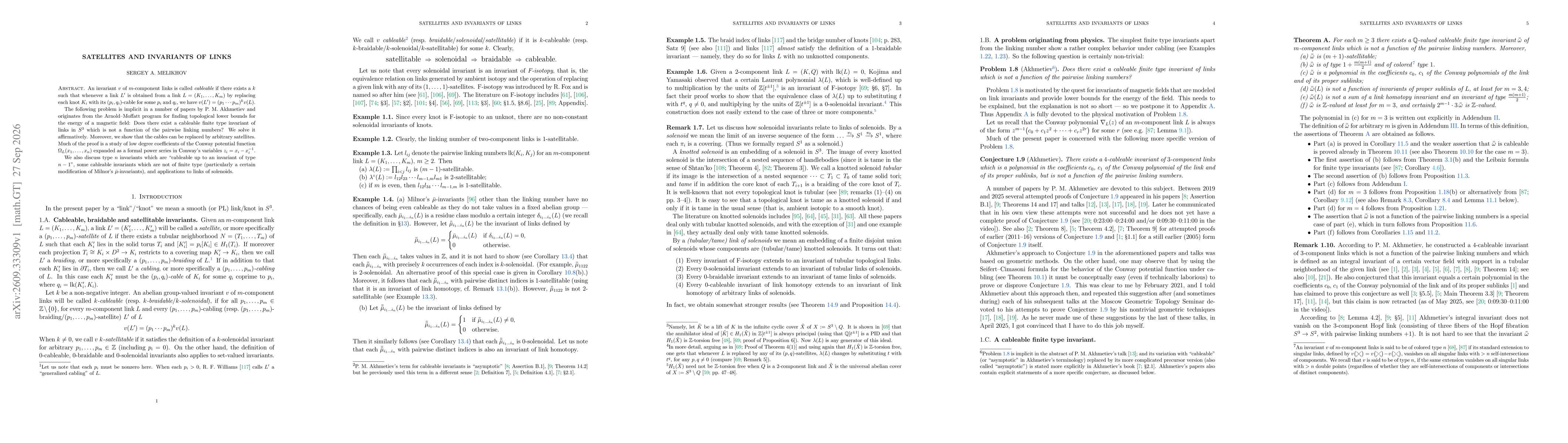 Thumbnail for Satellites and invariants of links