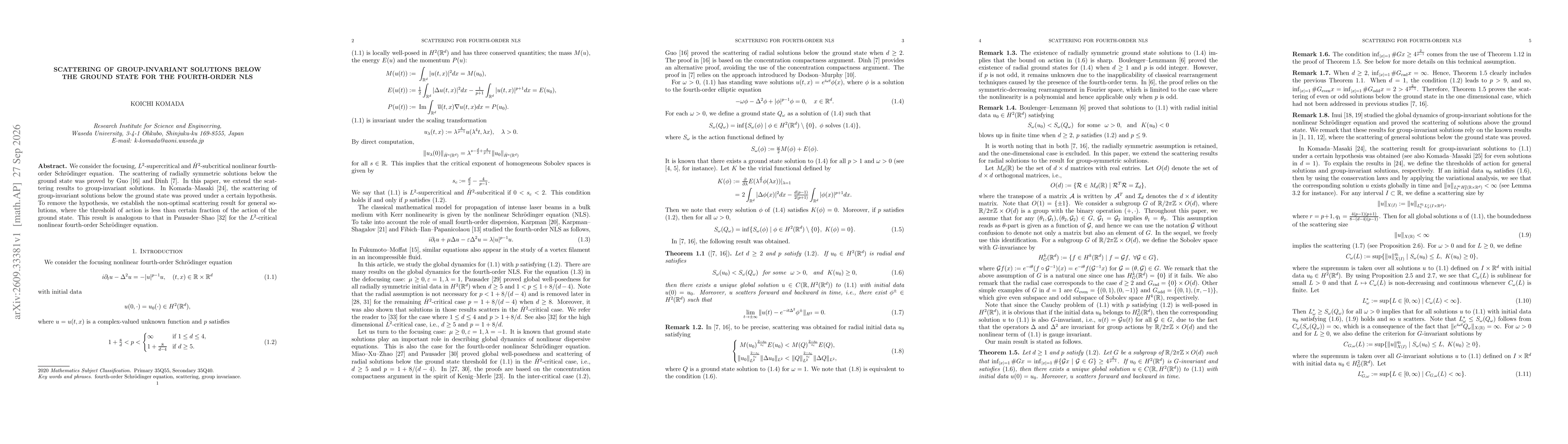 Thumbnail for Scattering of group-invariant solutions below the ground state for the fourth-order NLS