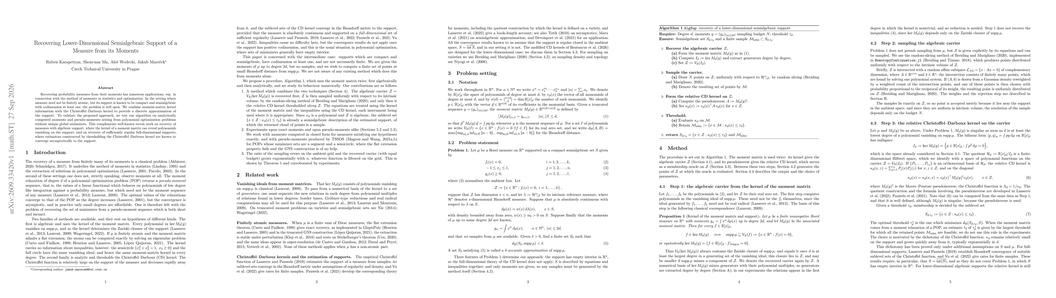 Thumbnail for Recovering Lower-Dimensional Semialgebraic Support of a Measure from its Moments