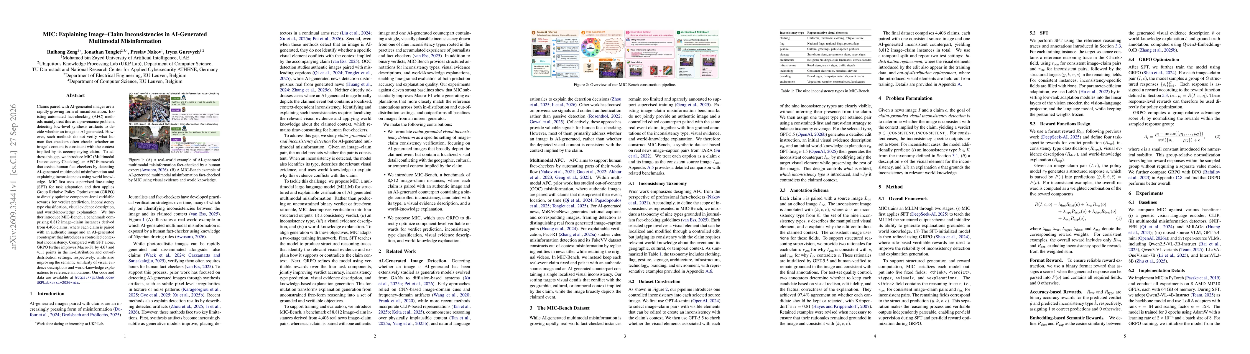 Thumbnail for MIC: Explaining Image-Claim Inconsistencies in AI-Generated Multimodal Misinformation