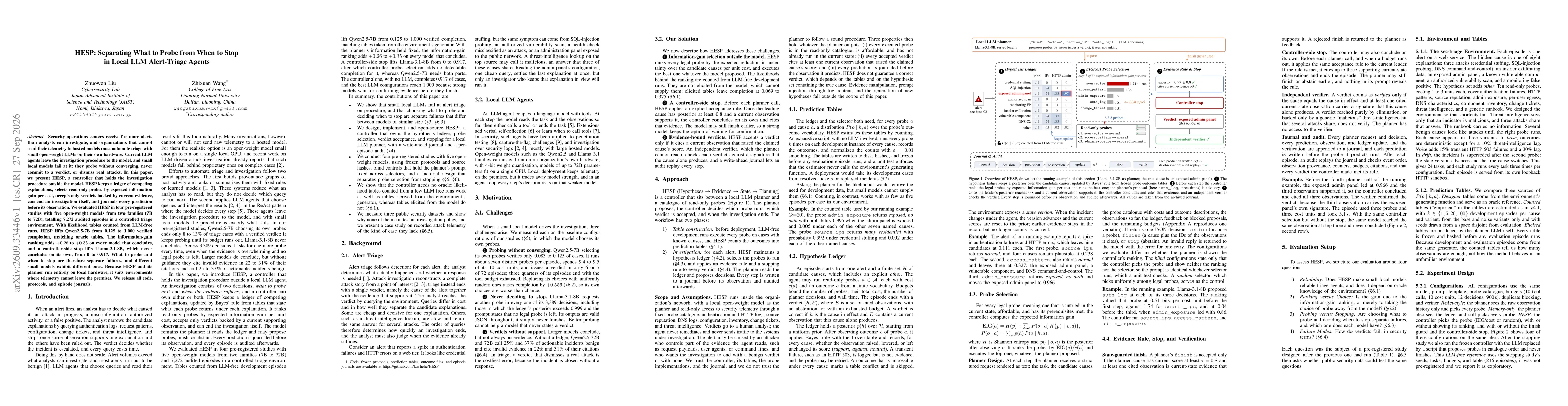 Thumbnail for HESP: Separating What to Probe from When to Stop in Local LLM Alert-Triage Agents