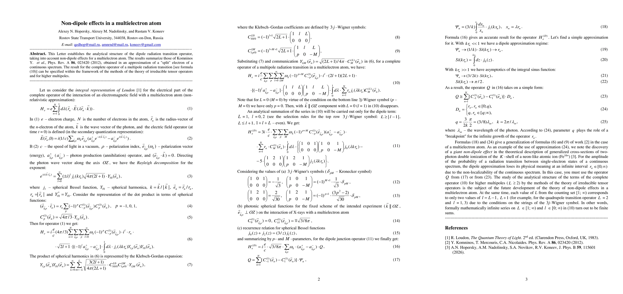 Thumbnail for Non-dipole effects in a multielectron atom