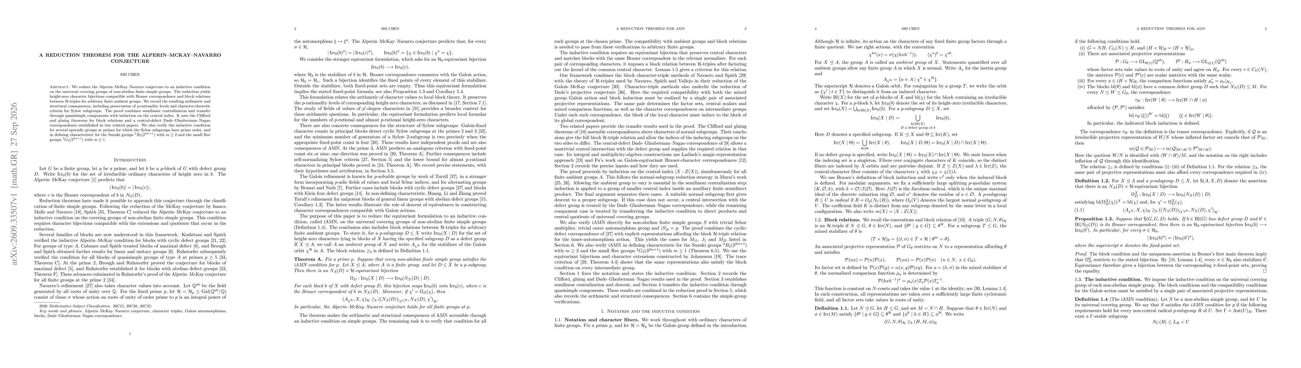 Thumbnail for A Reduction Theorem for the Alperin-McKay-Navarro Conjecture