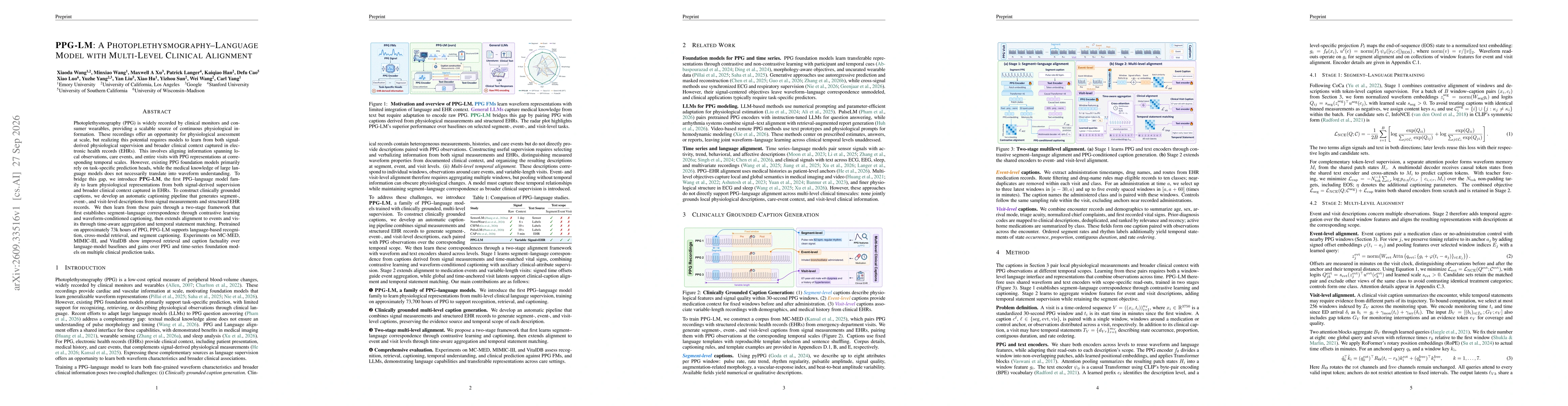 Thumbnail for PPG-LM: A Photoplethysmography-Language Model with Multi-Level Clinical Alignment