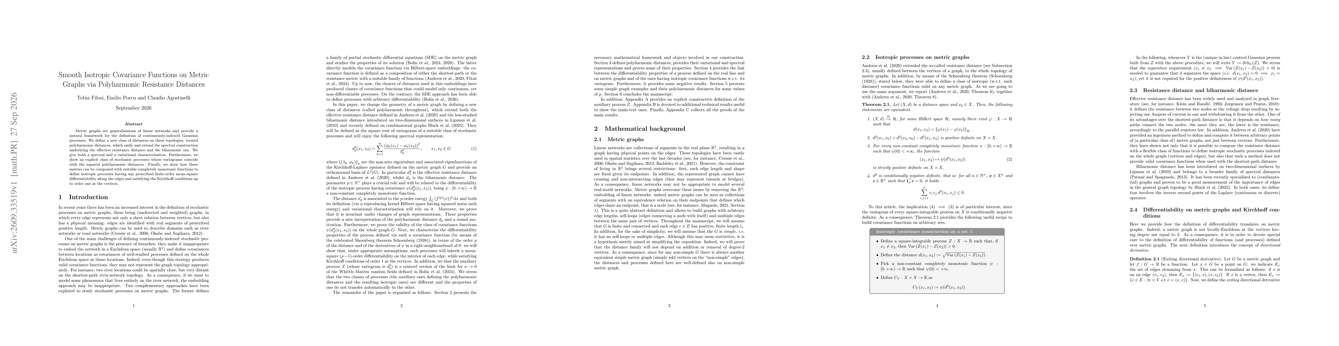 Thumbnail for Smooth Isotropic Covariance Functions on Metric Graphs via Polyharmonic Resistance Distances