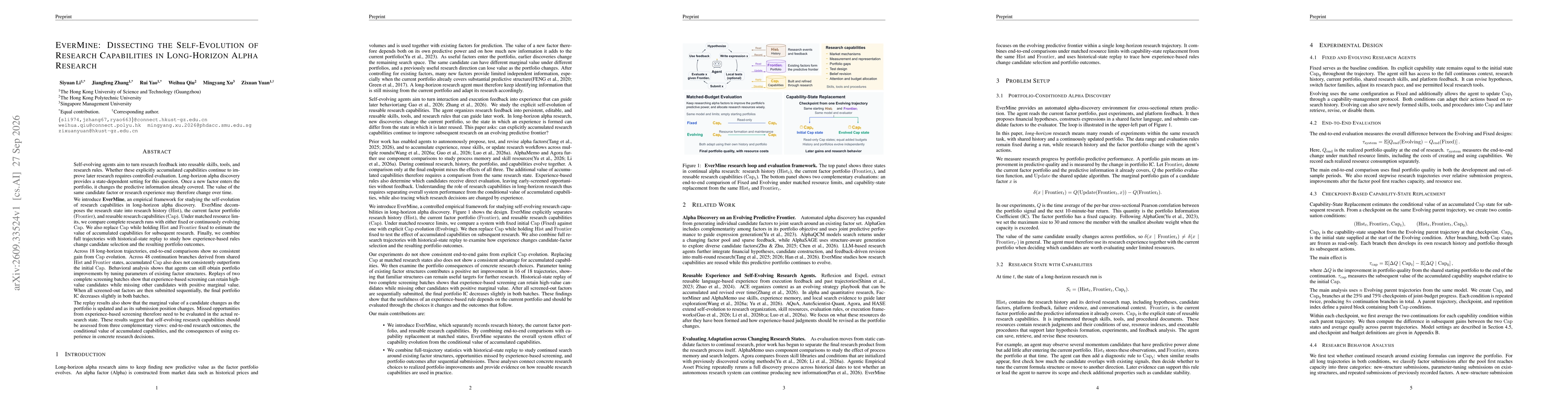 Thumbnail for EverMine: Dissecting the Self-Evolution of Research Capabilities in Long-Horizon Alpha Research