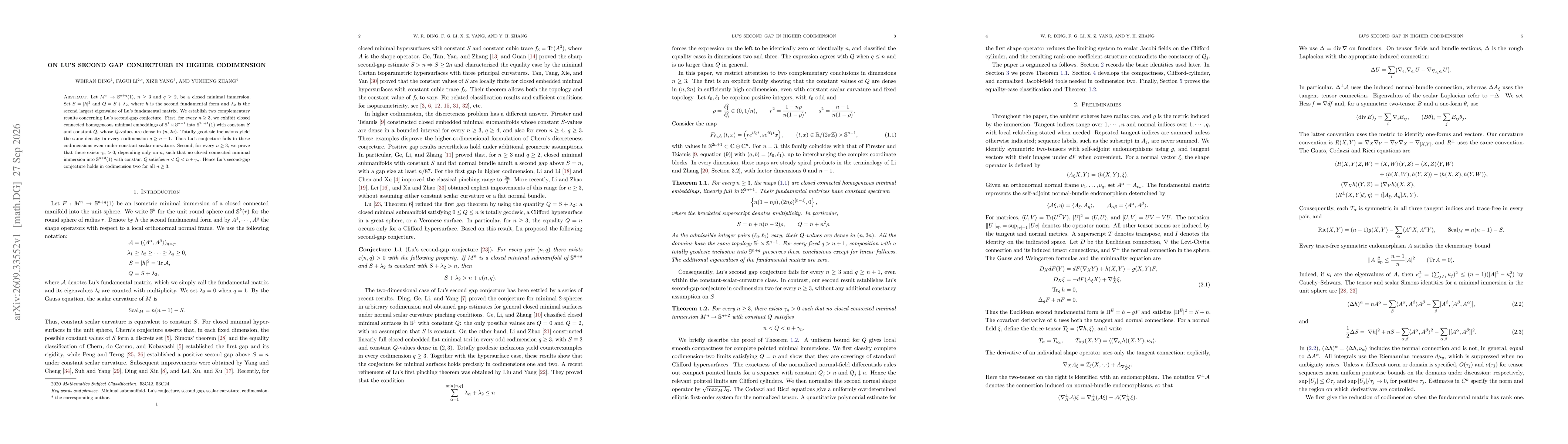Thumbnail for On Lu's second gap conjecture in higher codimension