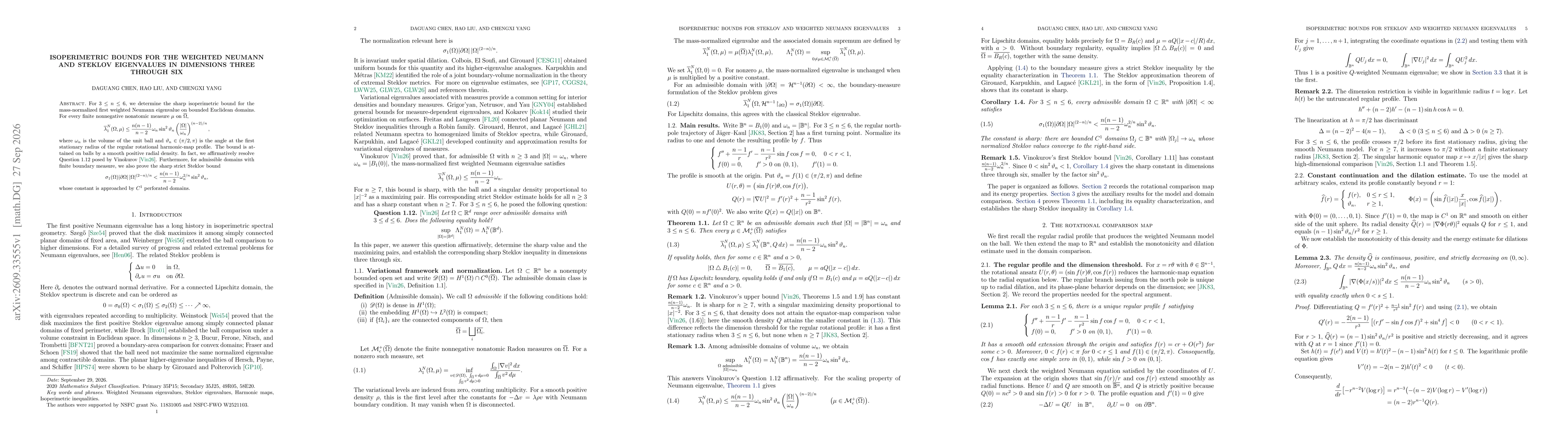 Thumbnail for Isoperimetric bounds for the weighted Neumann and Steklov eigenvalues in dimensions three through six