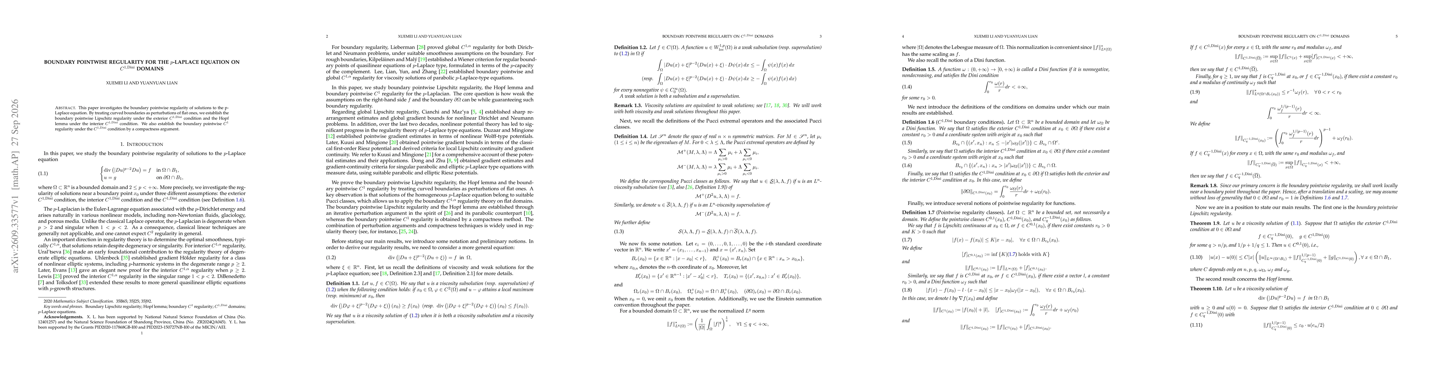 Thumbnail for Boundary pointwise regularity for the $p$-Laplace equation on $C^{1,\mathrm{Dini}}$ domains