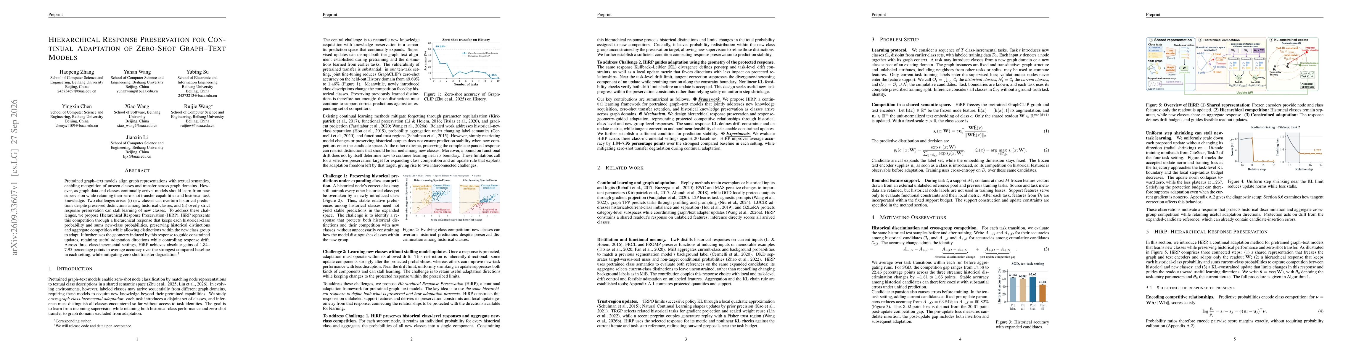 Thumbnail for Hierarchical Response Preservation for Continual Adaptation of Zero-Shot Graph-Text Models
