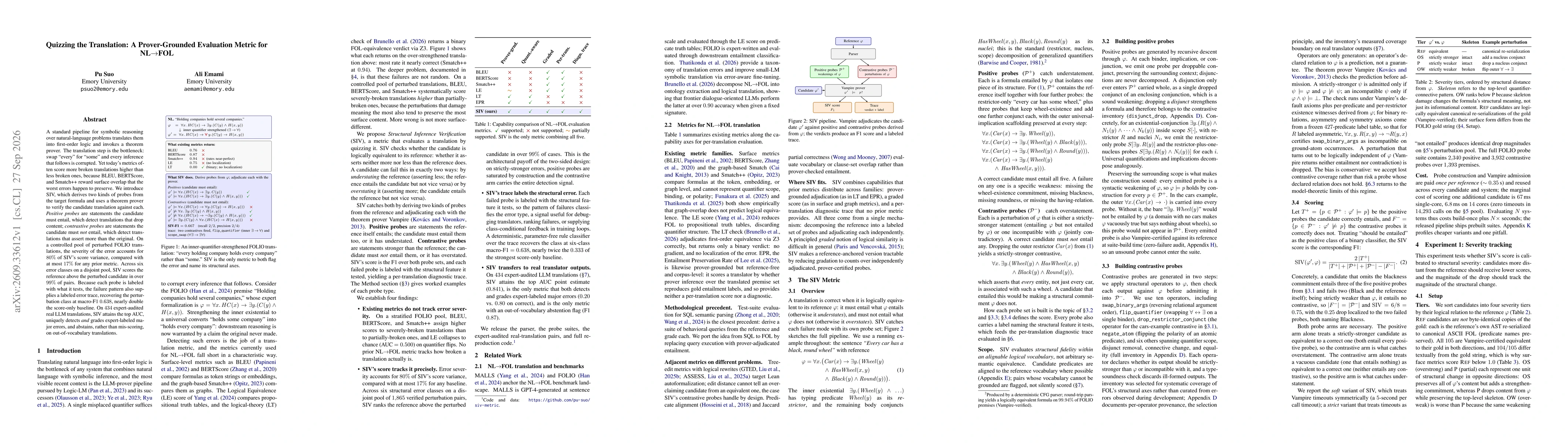 Thumbnail for Quizzing the Translation: A Prover-Grounded Evaluation Metric for NL$\rightarrow$FOL