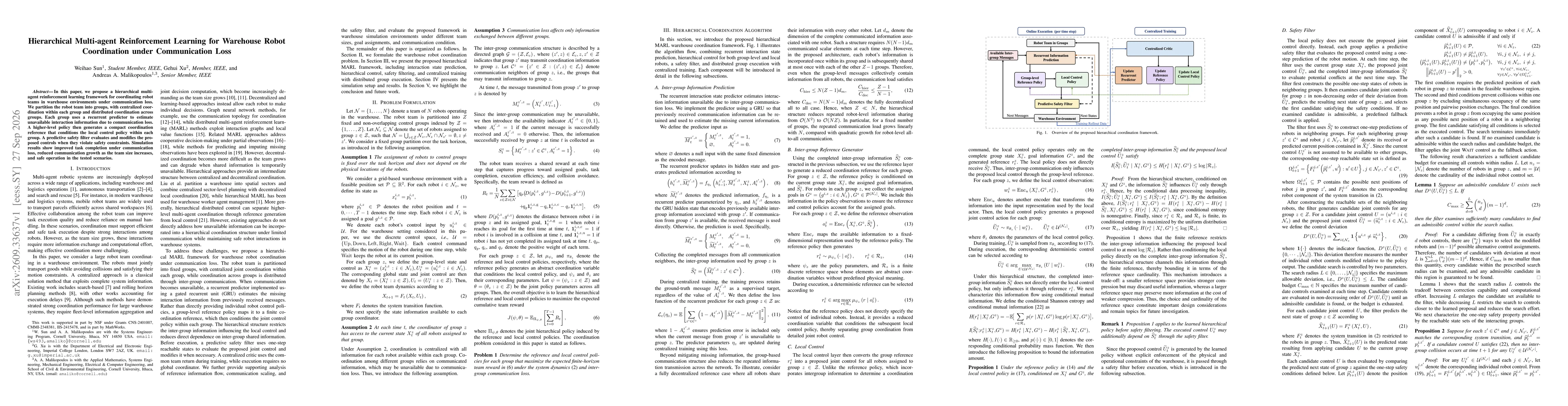 Thumbnail for Hierarchical Multi-agent Reinforcement Learning for Warehouse Robot Coordination under Communication Loss