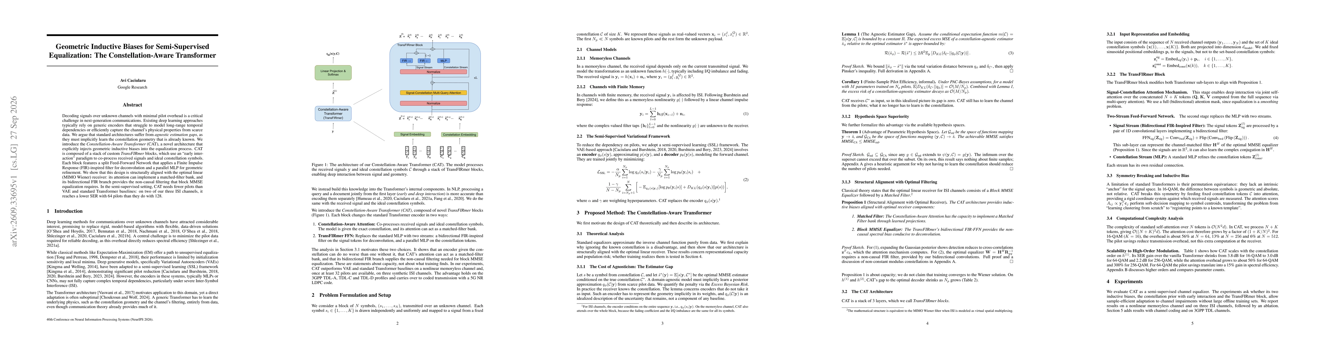 Thumbnail for Geometric Inductive Biases for Semi-Supervised Equalization: The Constellation-Aware Transformer
