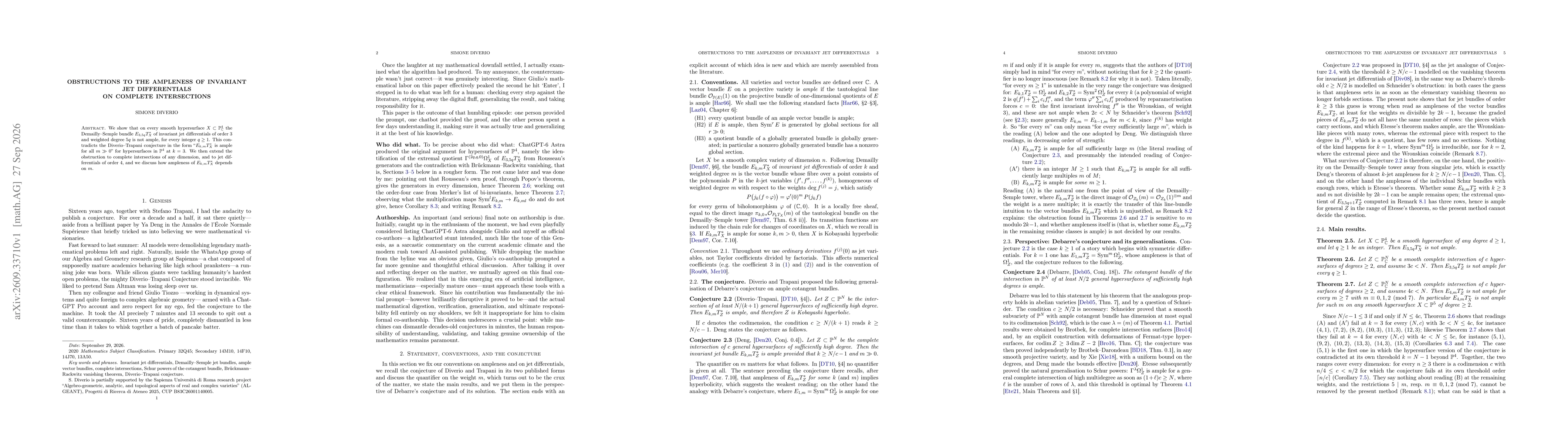 Thumbnail for Obstructions to the ampleness of invariant jet differentials on complete intersections