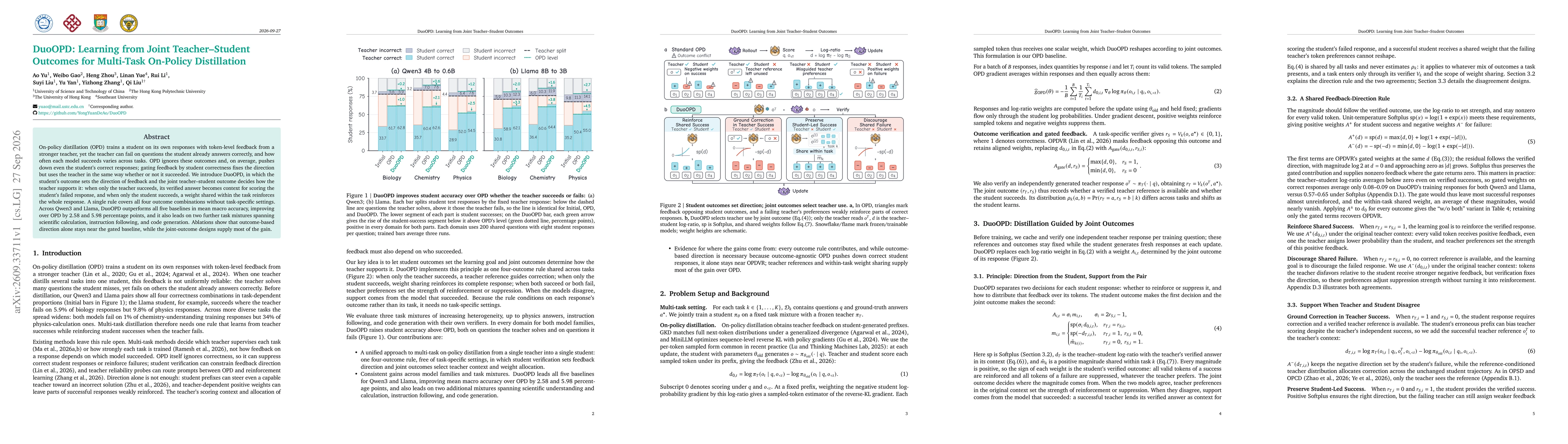 Thumbnail for DuoOPD: Learning from Joint Teacher-Student Outcomes for Multi-Task On-Policy Distillation