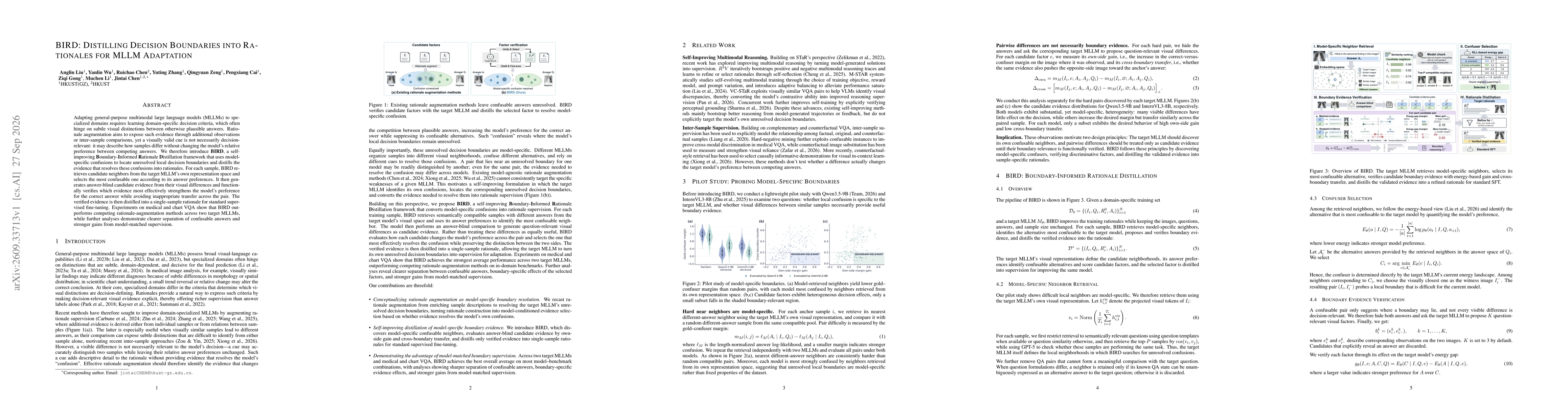 Thumbnail for BIRD: Distilling Decision Boundaries into Rationales for MLLM Adaptation