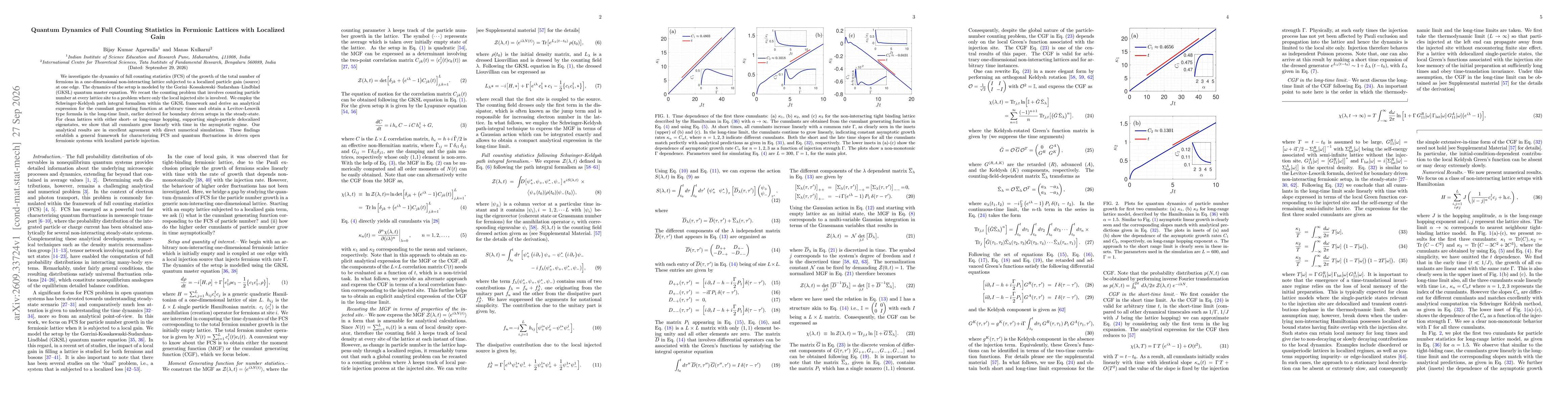 Thumbnail for Quantum Dynamics of Full Counting Statistics in Fermionic Lattices with Localized Gain