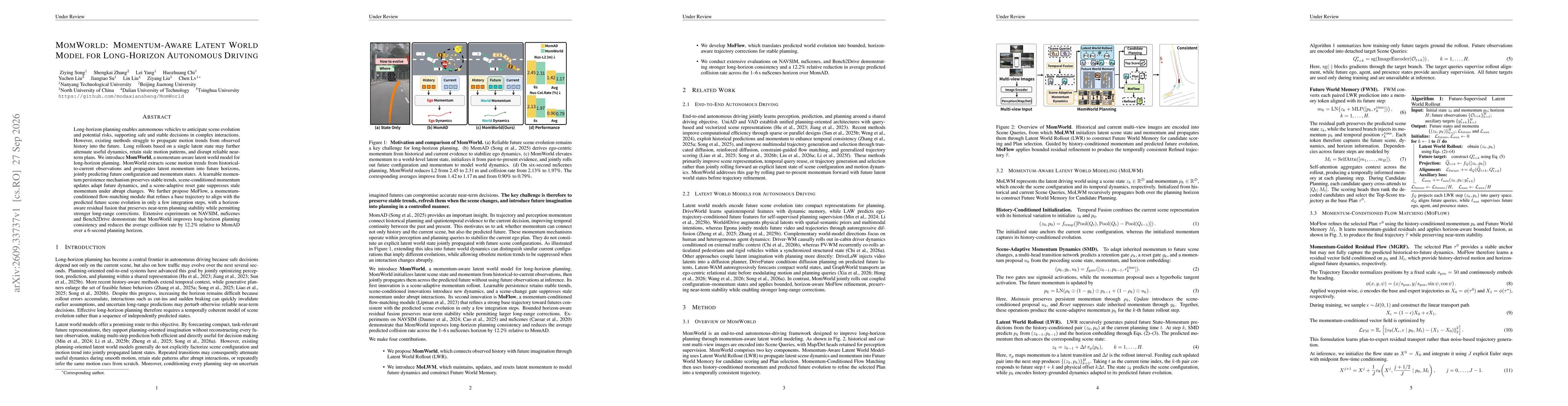 Thumbnail for MomWorld: Momentum-Aware Latent World Model for Long-Horizon Autonomous Driving