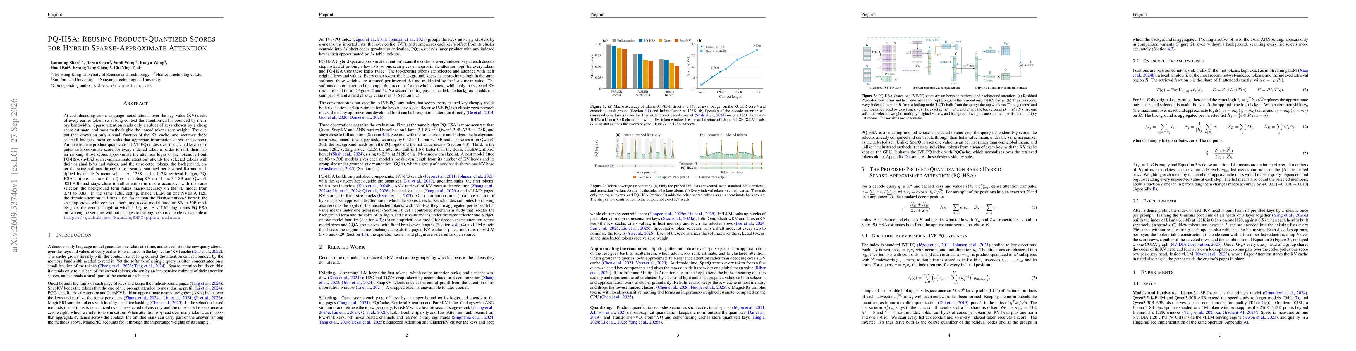 Thumbnail for PQ-HSA: Reusing Product-Quantized Scores for Hybrid Sparse-Approximate Attention