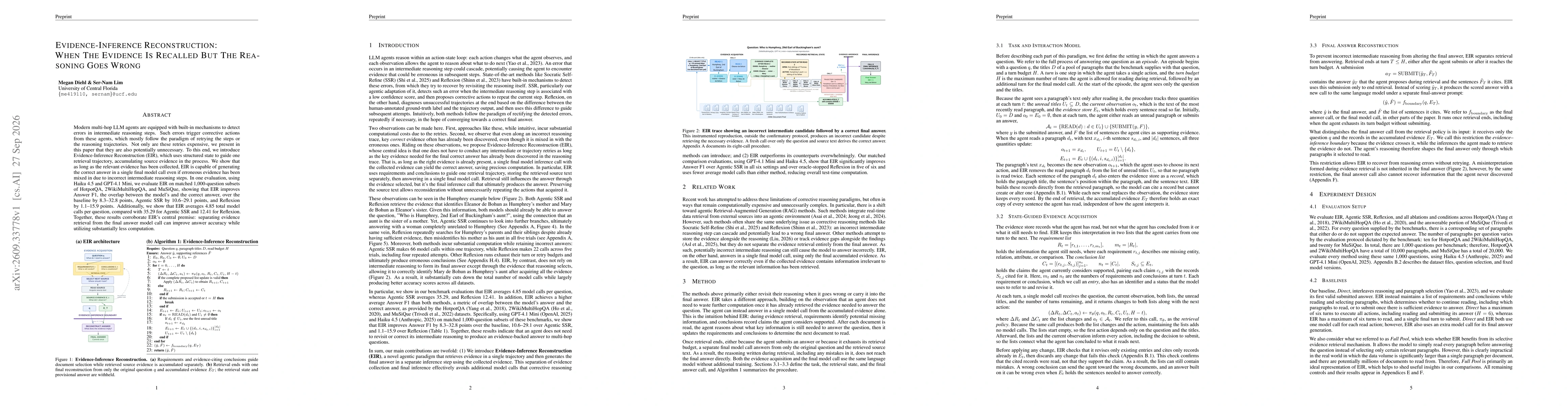Thumbnail for Evidence-Inference Reconstruction: When The Evidence Is Recalled But The Reasoning Goes Wrong