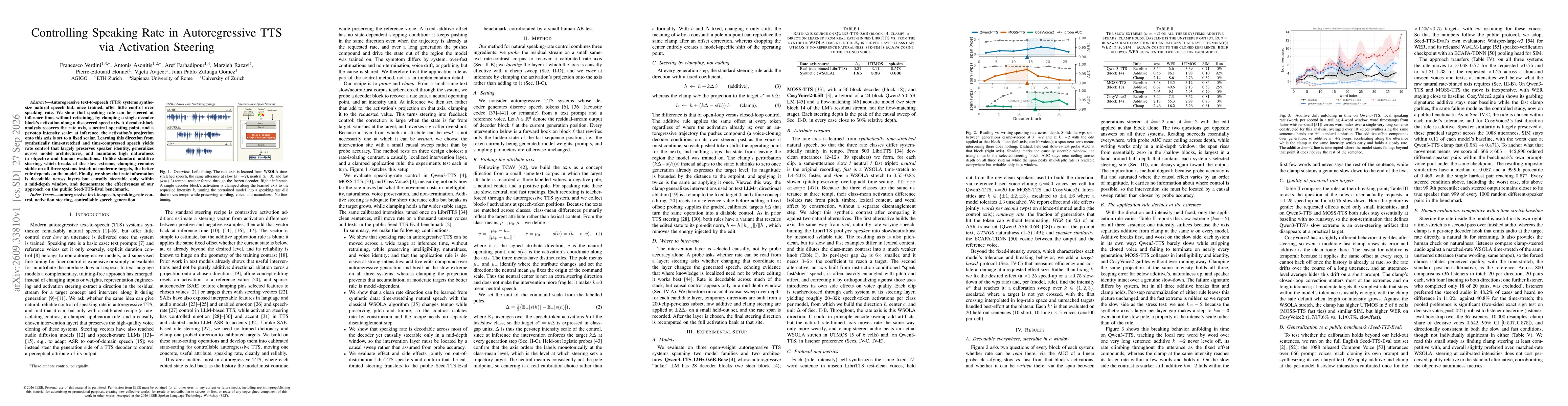 Thumbnail for Controlling Speaking Rate in Autoregressive TTS via Activation Steering