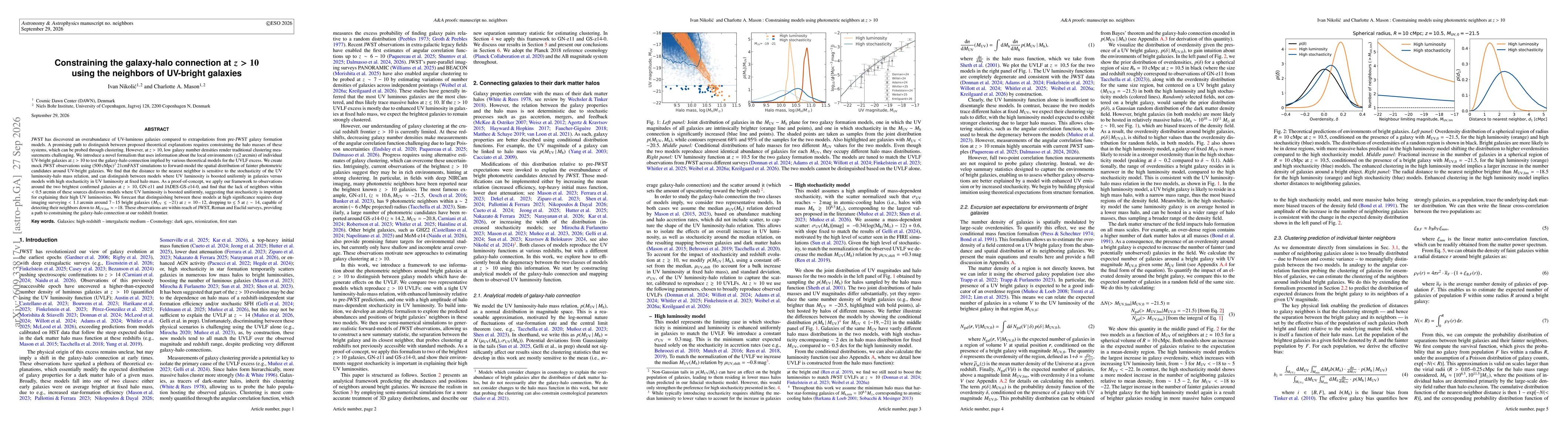 Thumbnail for Constraining the galaxy-halo connection at $z>10$ using the neighbors of UV-bright galaxies