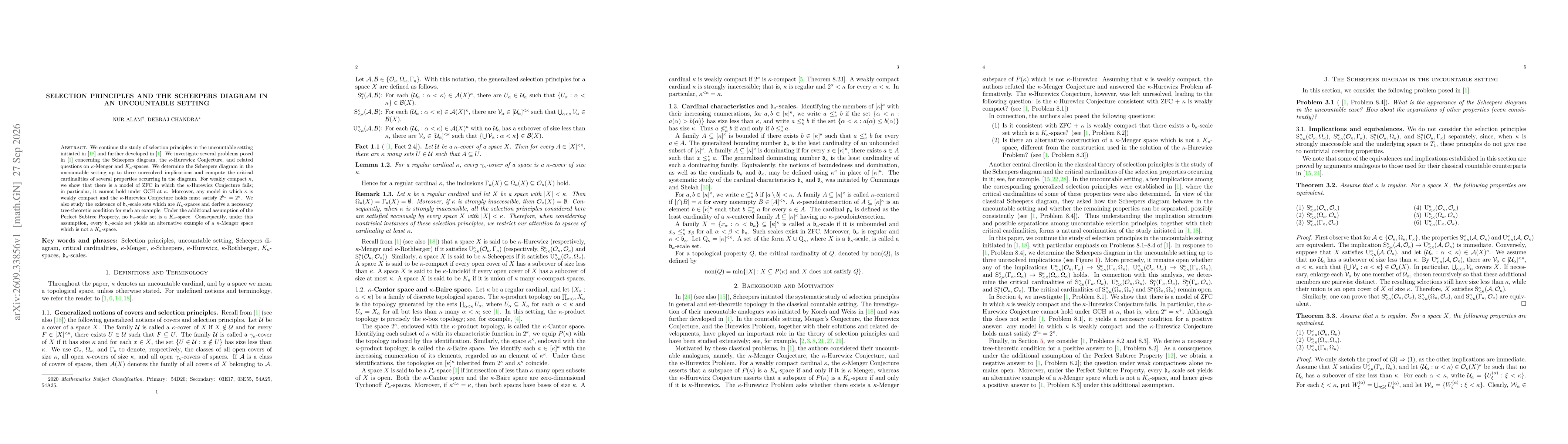 Thumbnail for Selection principles and the Scheepers diagram in an uncountable setting