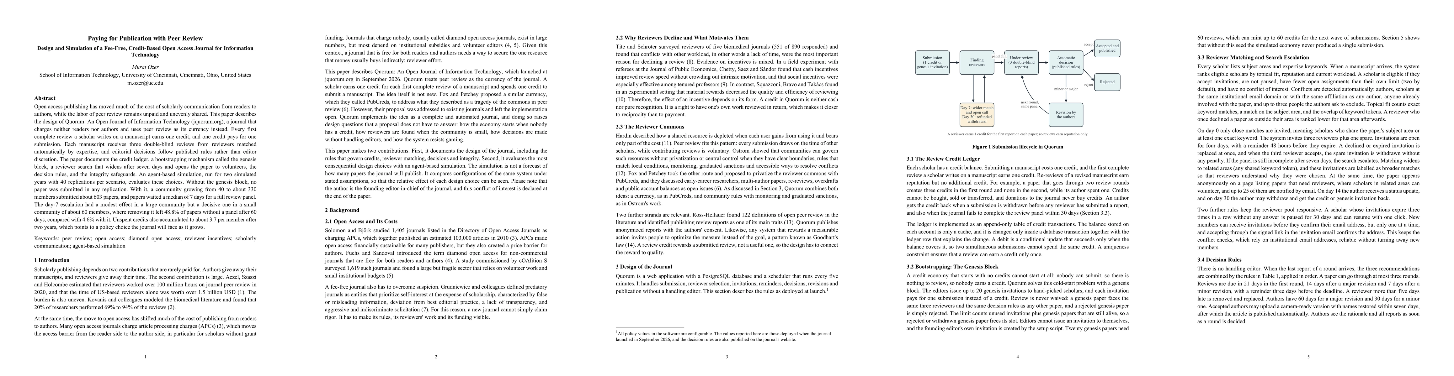 Thumbnail for Paying for Publication with Peer Review Design and Simulation of a Fee-Free, Credit-Based Open Access Journal for Information Technology