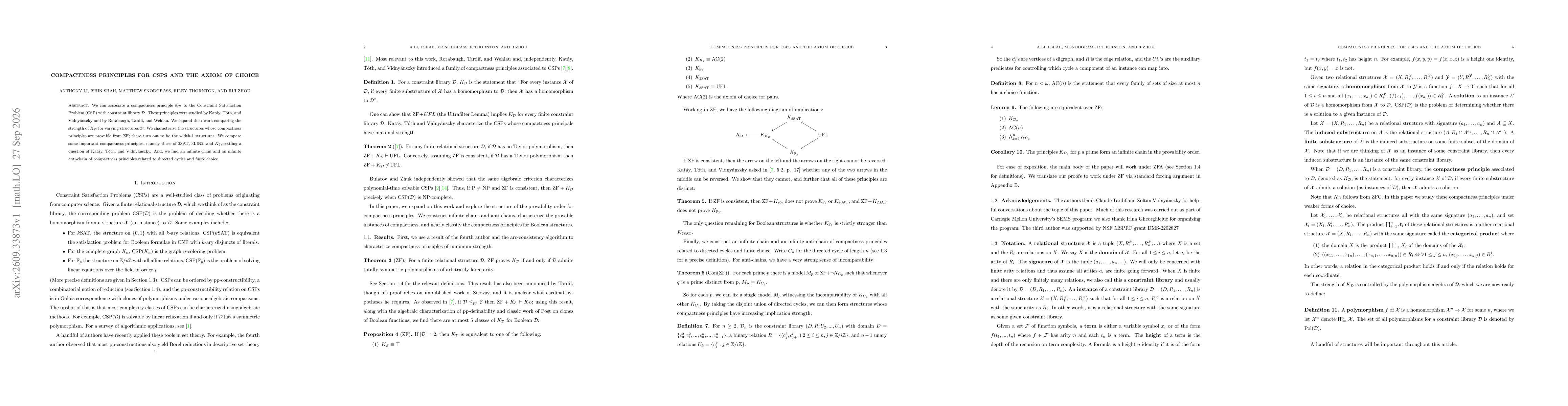 Thumbnail for Compactness Principles for CSPs and the Axiom of Chocie