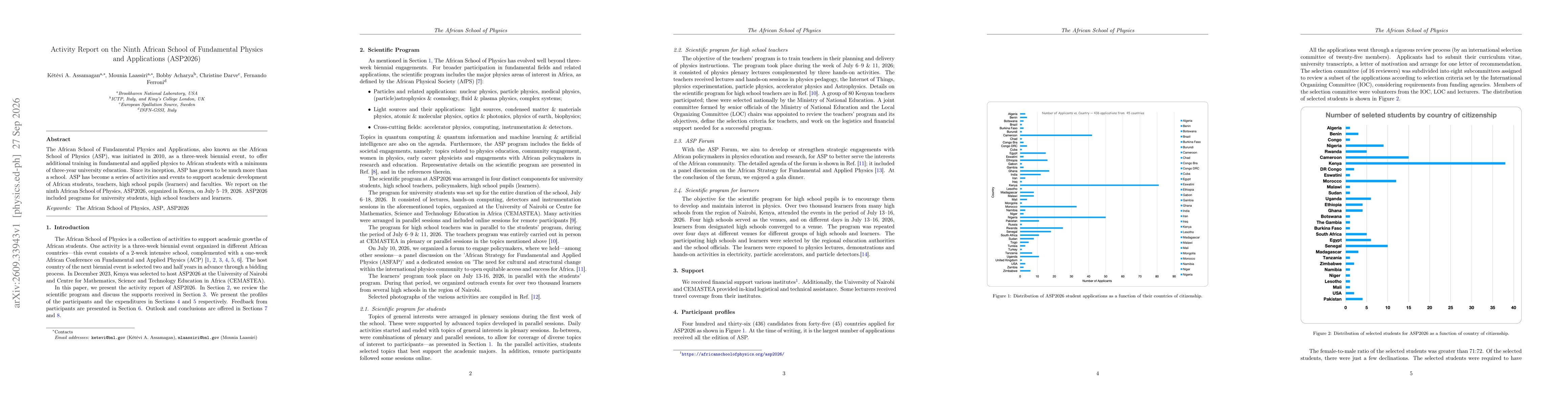 Thumbnail for Activity Report on the Ninth African School of Fundamental Physics and Applications (ASP2026)