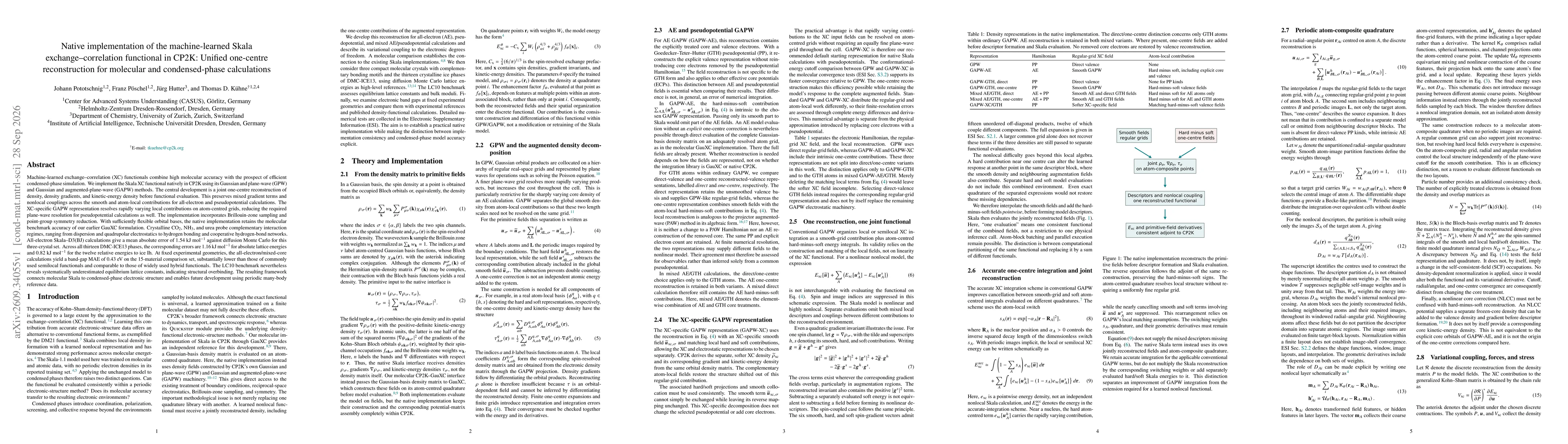 Thumbnail for Native implementation of the machine-learned Skala exchange-correlation functional in CP2K: Unified one-centre reconstruction for molecular and condensed-phase calculations