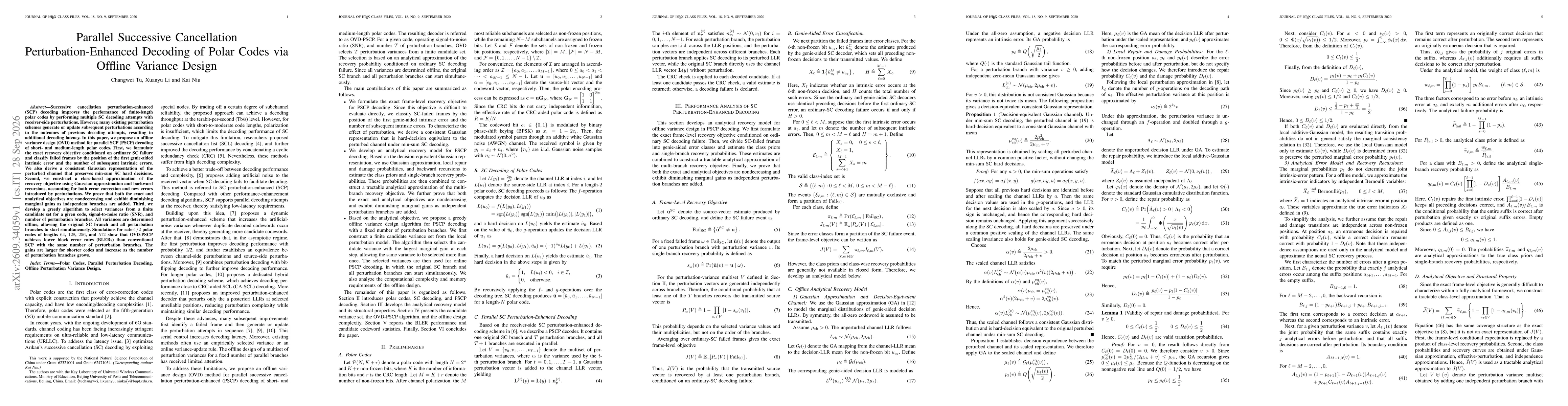 Thumbnail for Parallel Successive Cancellation Perturbation-Enhanced Decoding of Polar Codes via Offline Variance Design