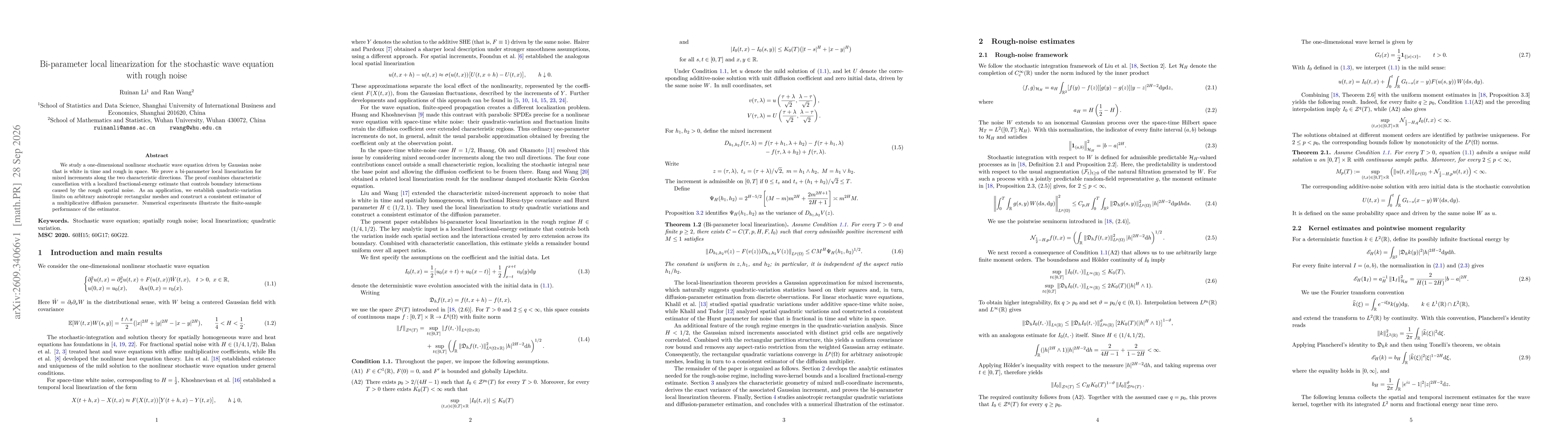 Thumbnail for Bi-parameter local linearization for the stochastic wave equation with rough noise