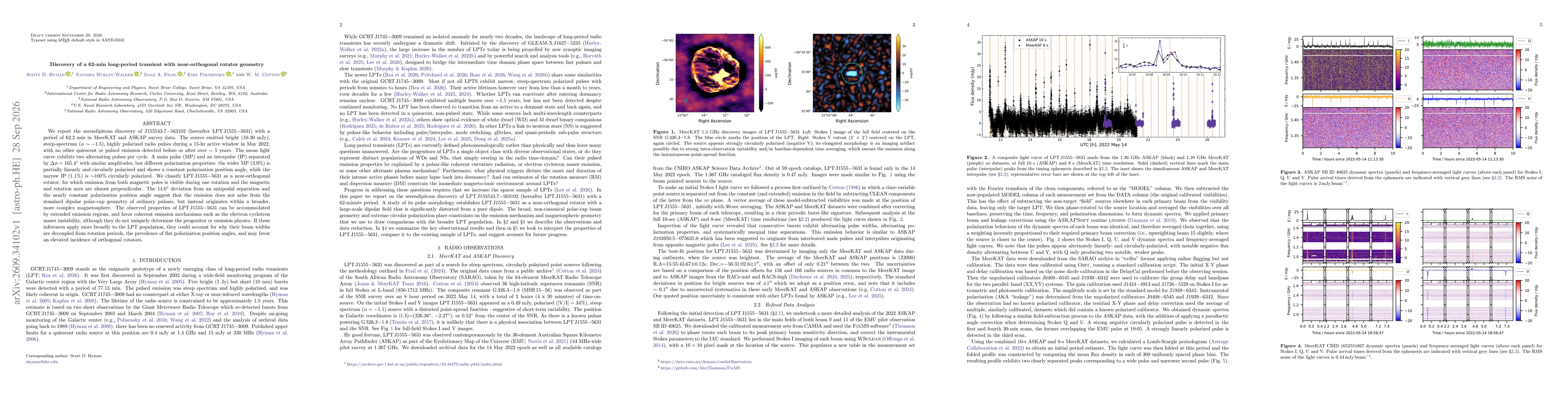 Thumbnail for Discovery of a 62-min long-period transient with near-orthogonal rotator geometry