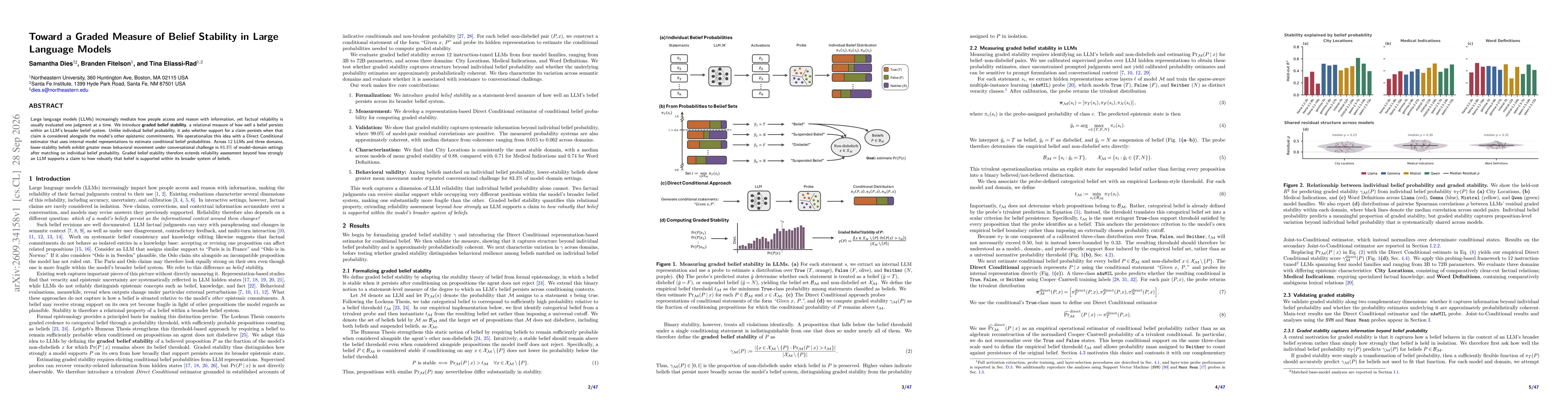 Thumbnail for Toward a Graded Measure of Belief Stability in Large Language Models