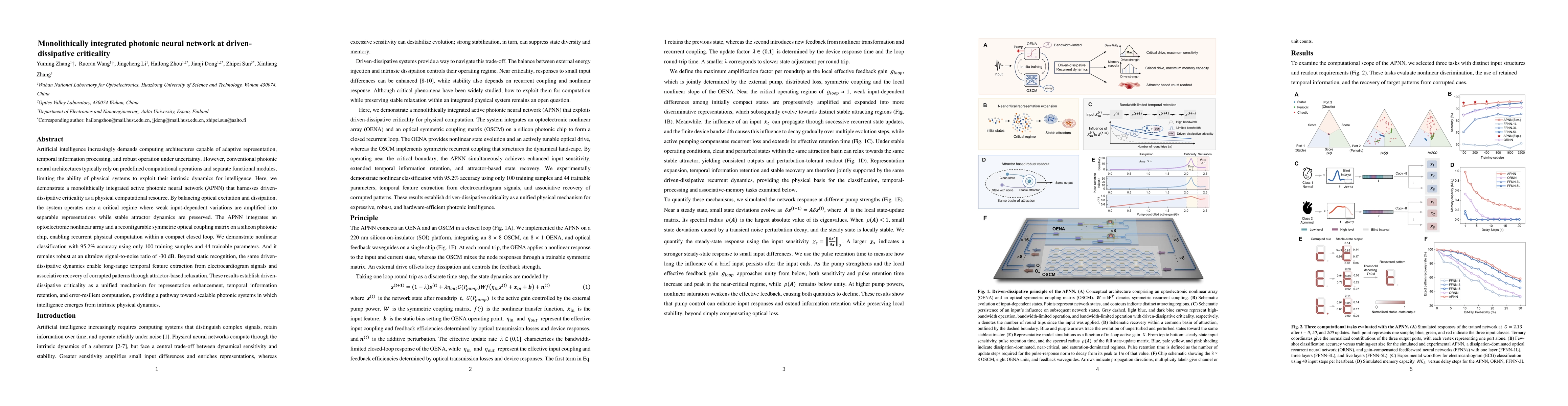 Thumbnail for Monolithically integrated photonic neural network at driven-dissipative criticality